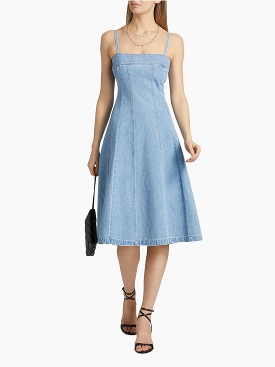 L'AGENCE Dresses & Skirts - L'AGENCE Mitzy Seamed Denim Midi-Dress Light Blue - 0